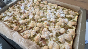 Mehr über den Artikel erfahren Rhabarber-Quarkkuchen mit Butterstreusel