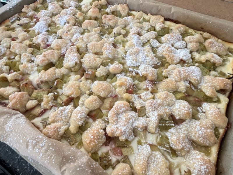 Thermomix® Rhabarber-Quarkkuchen mit Butterstreusel